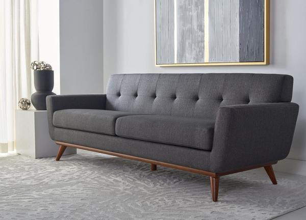 Talifah Linen Tufted Sofa Slate Gray   Modern   Sofas   by Virgil Stanis Design  Houzz