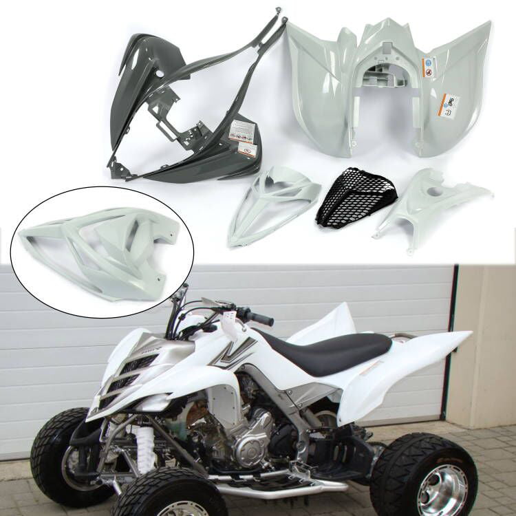 Kojem Plastic Gray Bodywork Kit for 2006-2022 Yamaha Raptor 700 Front and Rear Fender Flares + Gas Cap + Tank Cover + Grille/Fender + Mesh (Comes with a Complete Set)