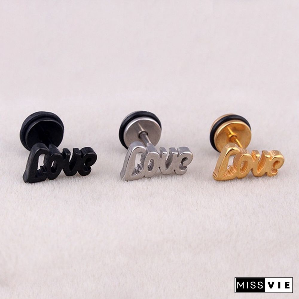 3 styles 2pc Unisex Fashion Stainless Steel Letter Ear Stud Earrings Women Men Accessories Piercing Jewelry