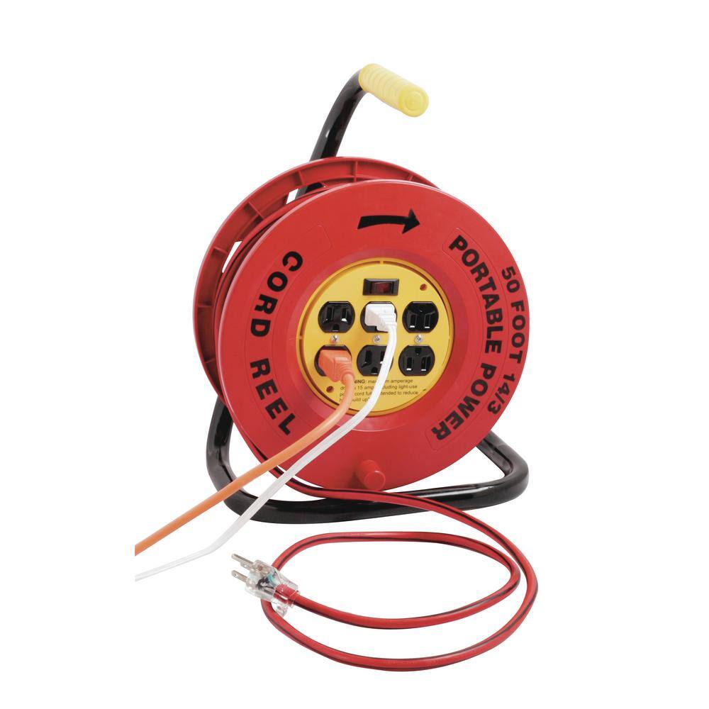 Southwire 50 ft. 143 Red Cord Reel Power Station with 6 Outlets E235