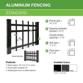 Barrette Outdoor Living Brilliance Standard-Duty 5 ft. H x 6 ft. W Black Aluminum Pre-Assembled Fence Panel 73002343