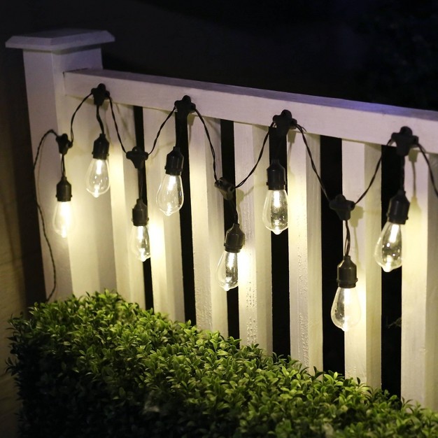 10ct Integrated Led Edison Bulb String Lights With Timer Black Wire Alpine Corporation