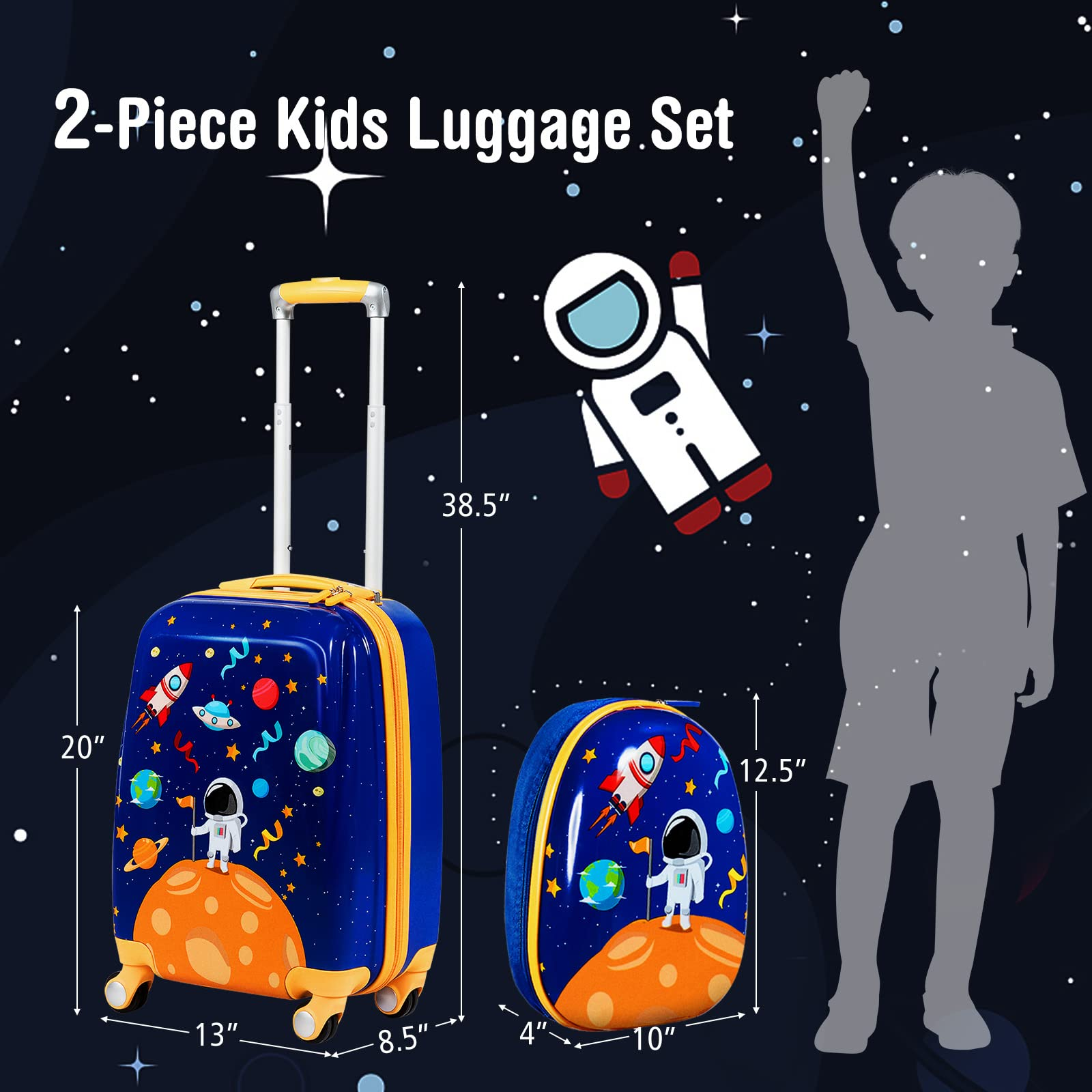 BABY JOY 2 PC Kids Carry On Luggage Set, 12