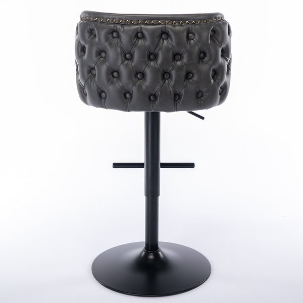 Swivel Barstools Adjusatble Seat Height， Modern PU Upholstered Bar Stools with The Whole Back Tufted