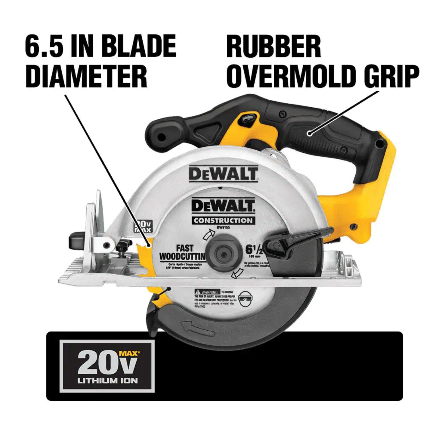 Dewalt 20-Volt Max Cordless 6-1/2 in. Circular Saw with a 20-Volt Battery 4.0Ah (DCS391BWDCB204)