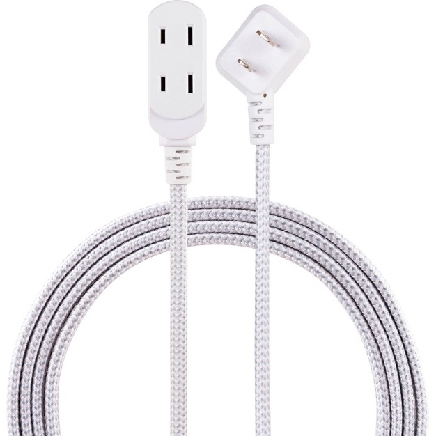 Cordinate 8 x27 3 Outlet Polarized Extension Cord Gray white