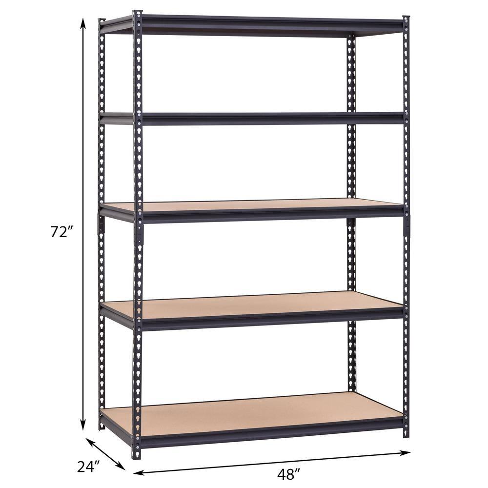 Muscle Rack 5-Tier Heavy Duty Steel Garage Storage Shelving Unit in Black (48 in. W x 72 in. H x 24 in. D) UR-245PBB