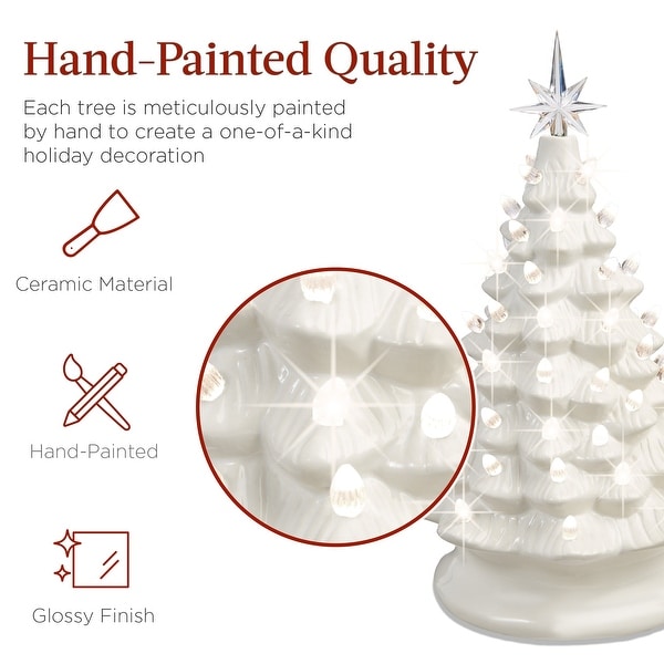 PreLit Ceramic Tabletop Christmas Tree with Lights