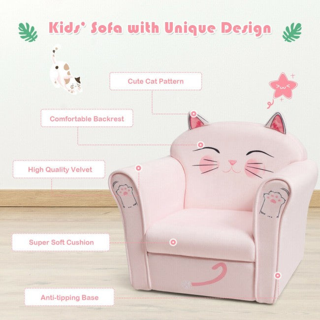 Kids Cat Sofa Children Armrest Couch Toddler Chair Furniture For Boys Girls Gift