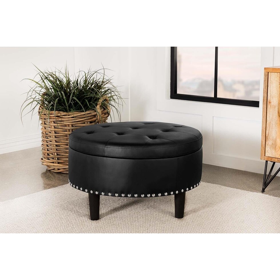 Coaster Furniture Jace Upholstered Storage Ottoman Black