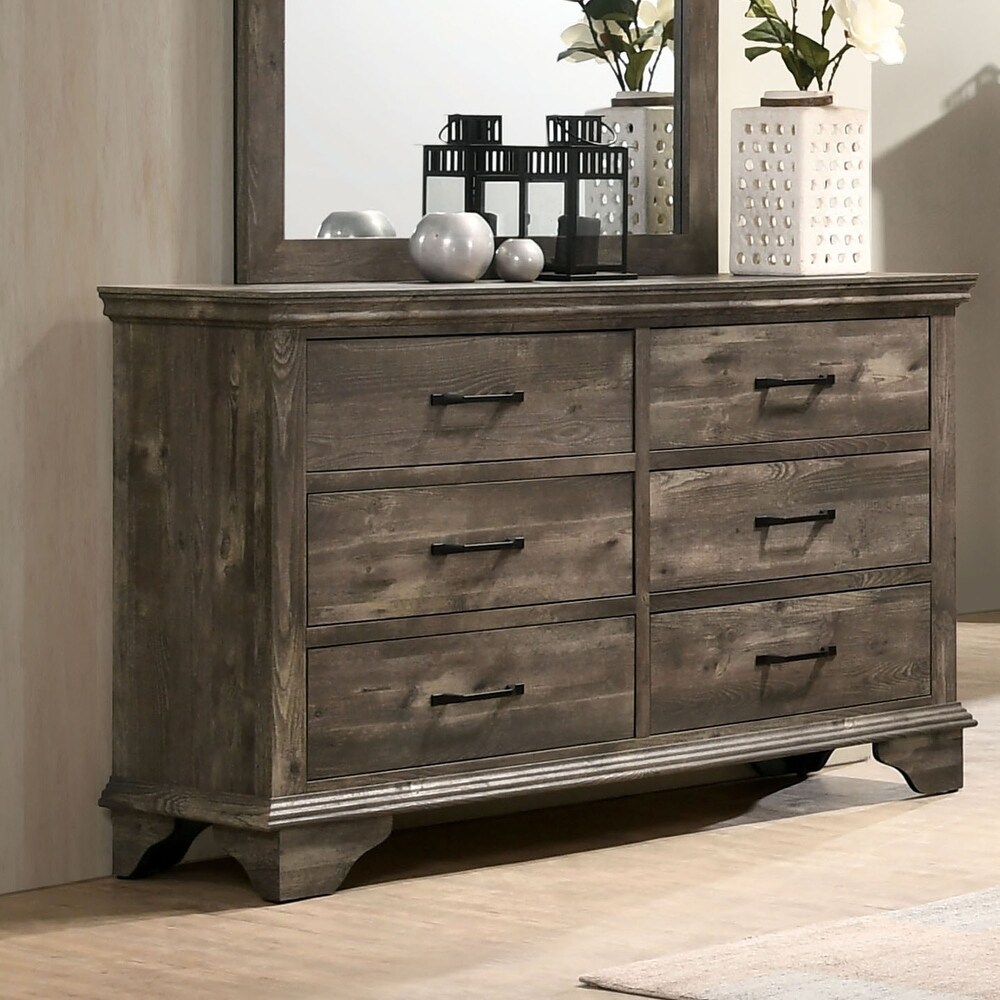 Balthasar Transitional Gray 56 inch Wide 6 Drawer Wood Dresser by Furniture of America