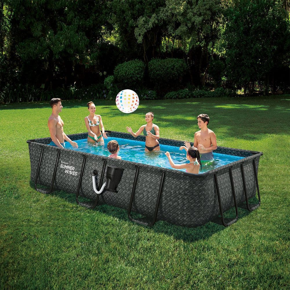 Summer Waves 13 ft. x 7 ft. x 39.5 in. Above Ground Rectangle Frame Swimming Pool Set P41307391