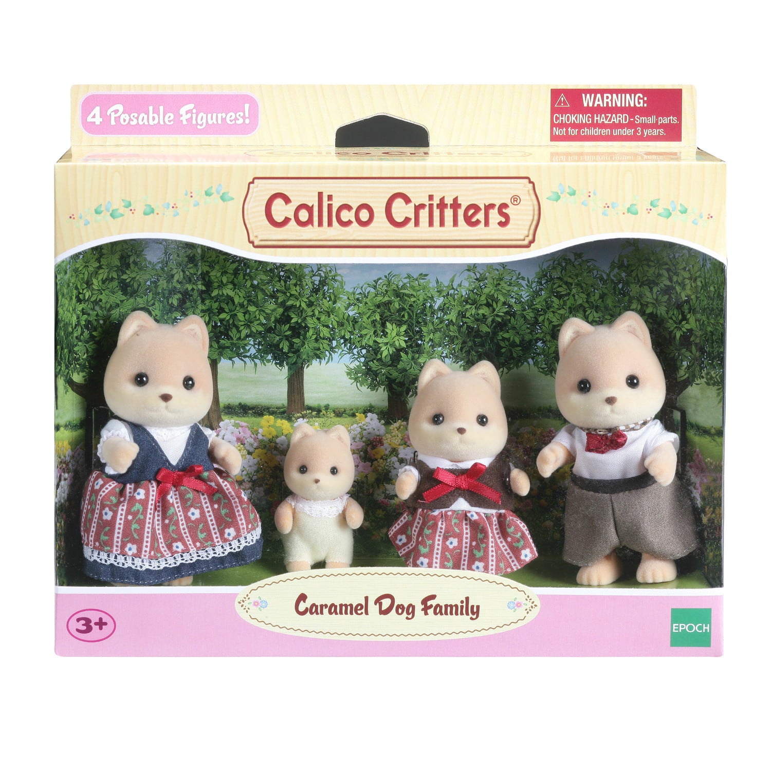 Calico Critters Caramel Dog Family, Set of 4 collectible Doll Figures