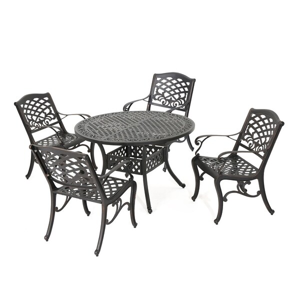 Windley Outdoor Expandable Aluminum Dining Set with Umbrella Hole by Christopher Knight Home