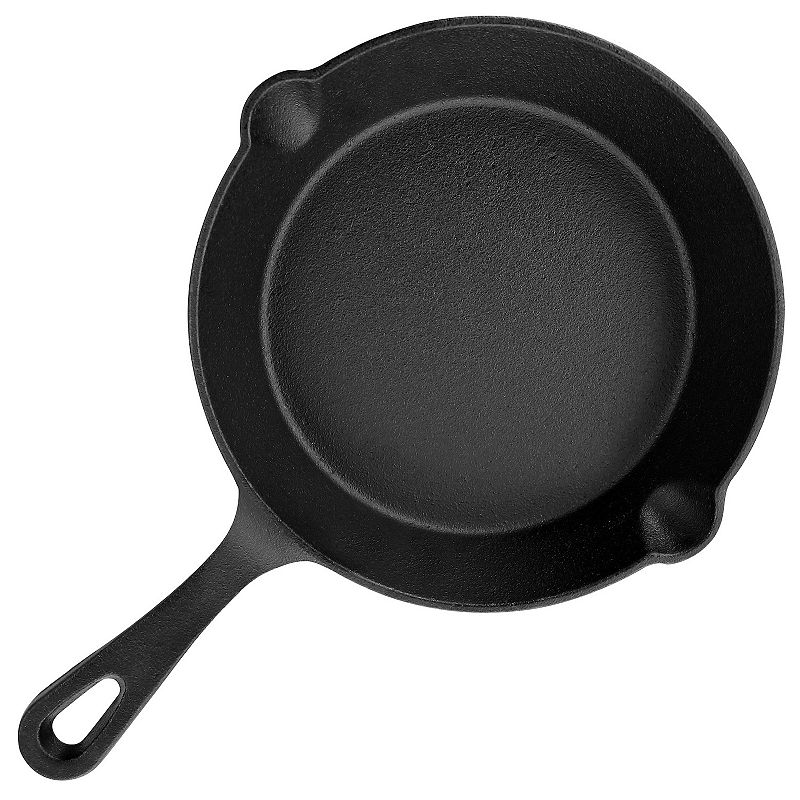 MegaChef Pro 8 Inch Round Preseasoned Cast Iron Frying Pan in Black