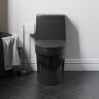 Swiss Madison Virage 1-piece 1.11.6 GPF Dual Flush Elongated Toilet in Matte Black Seat Included SM-1T118MB