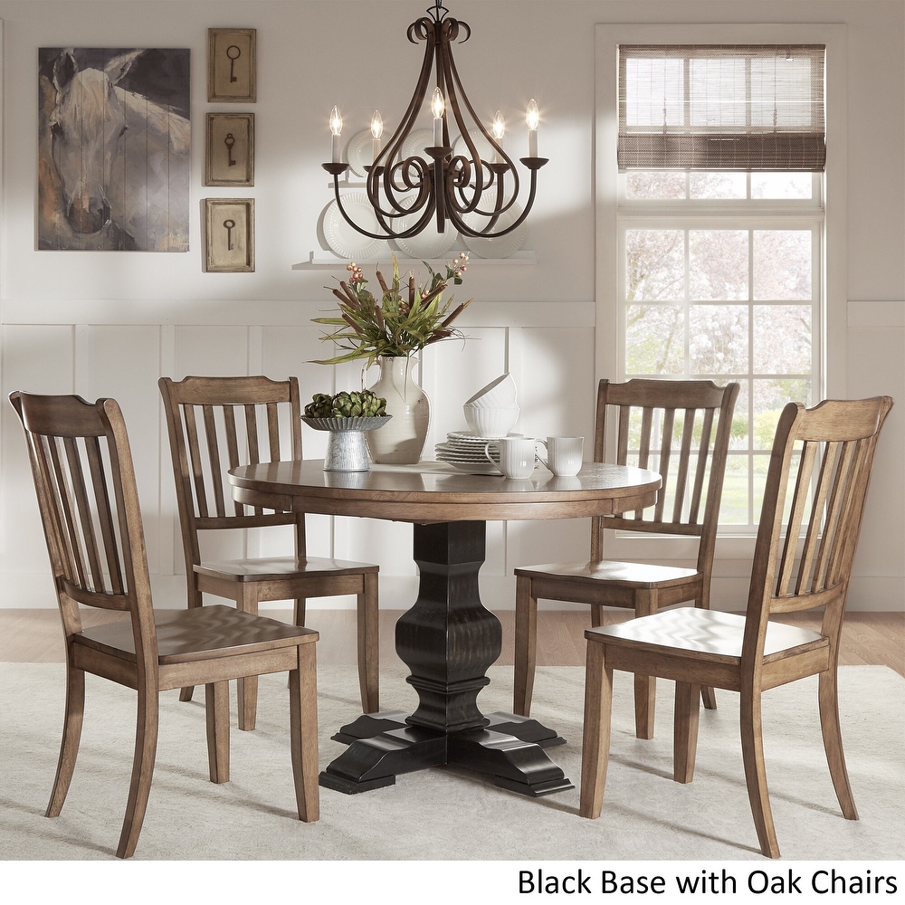 Eleanor Black Round Solid Wood Top 5 Piece Dining Set   Slat Back by iNSPIRE Q Classic