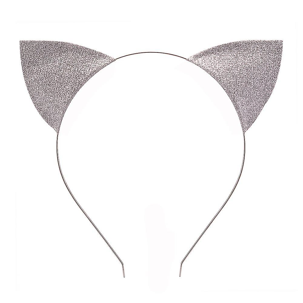 4pcs Cat Ears Headbands Cats Ear Hair Hoops Clasps For Party And Daily Wearing， Black And Silver