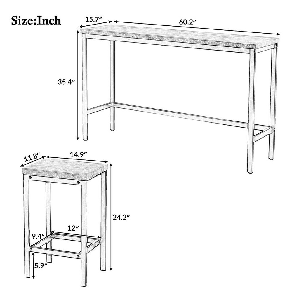 4 Piece Counter Height Dining Table Set   60.2\