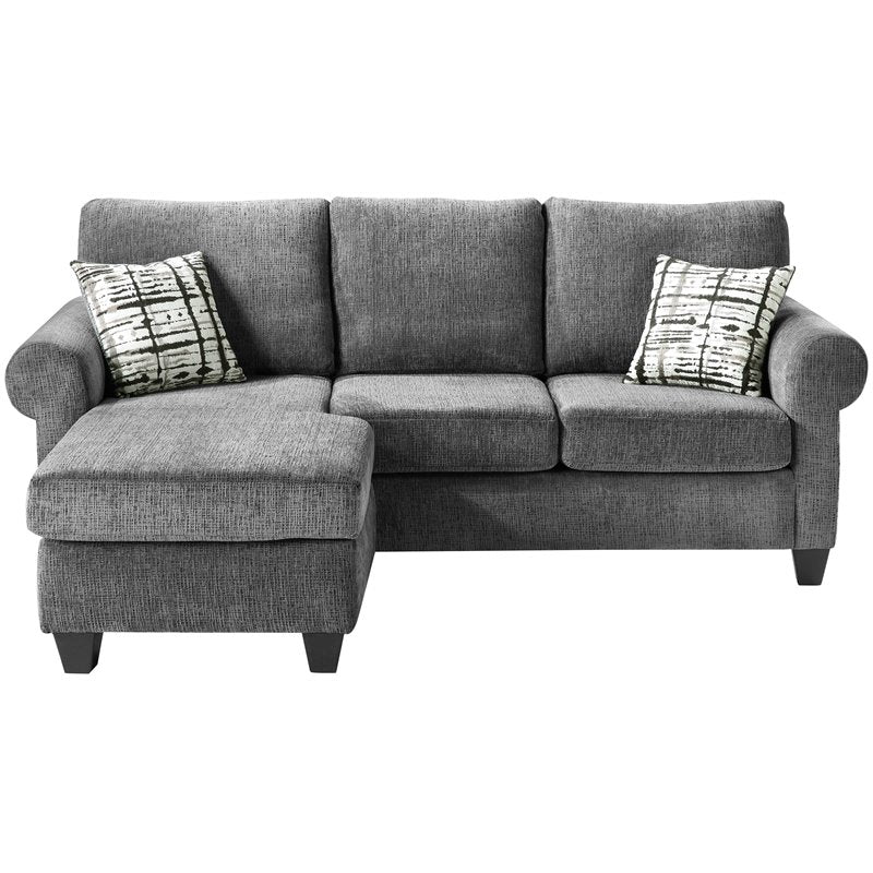 Lexicon Desboro Reversible Chenille Fabric Sectional with Chaise in Gray