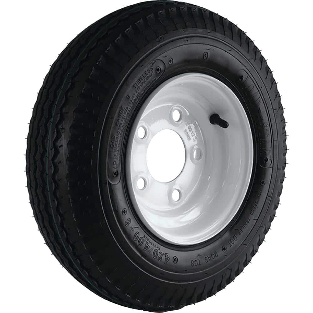 Loadstar 480-8 K371 590 lb. Load Capacity White 8 in. Bias Tire and Wheel Assembly 30020