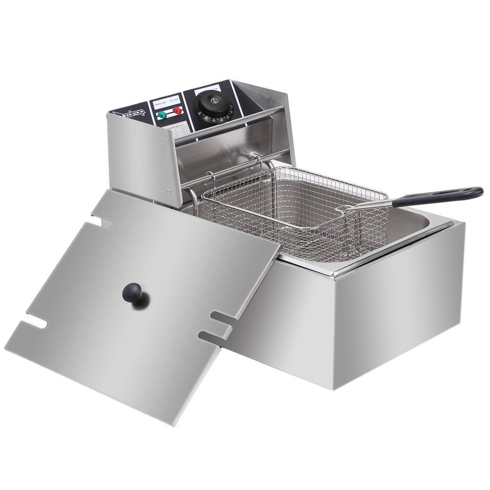 Winado 6.3 qt. Stainless Steel Single Electric Deep Fryer in Silver 559703181719