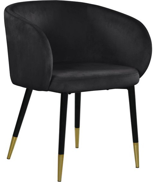 Contemporary Dining Chair  Soft Velvet Fabric Seat With Round Backrest   Midcentury   Dining Chairs   by Decor Love  Houzz