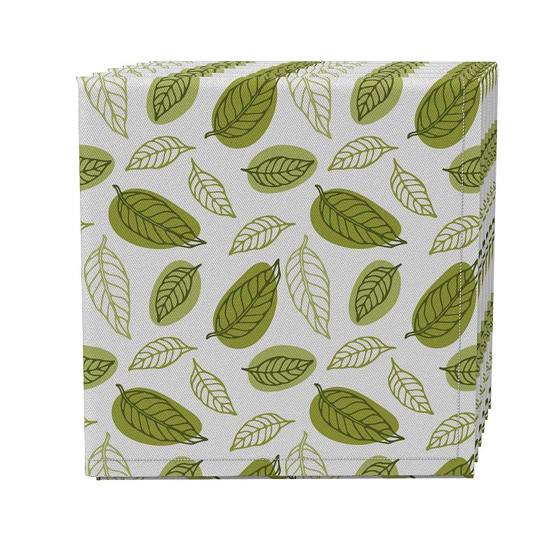 Napkin Set of 4， 100% Cotton， 20x20， Green Tea Leaves