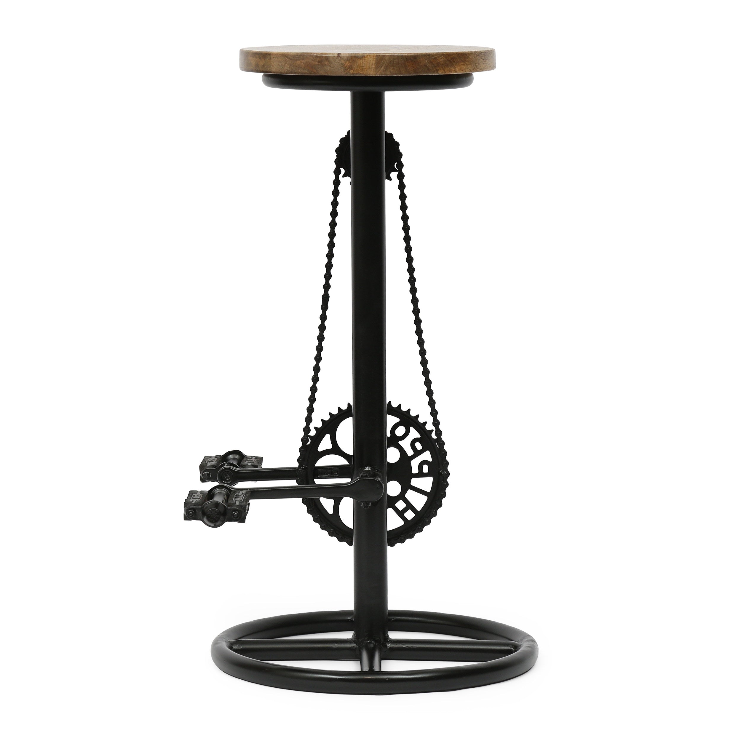 Lepley Industrial Handcrafted Mango Wood Pedal Barstool