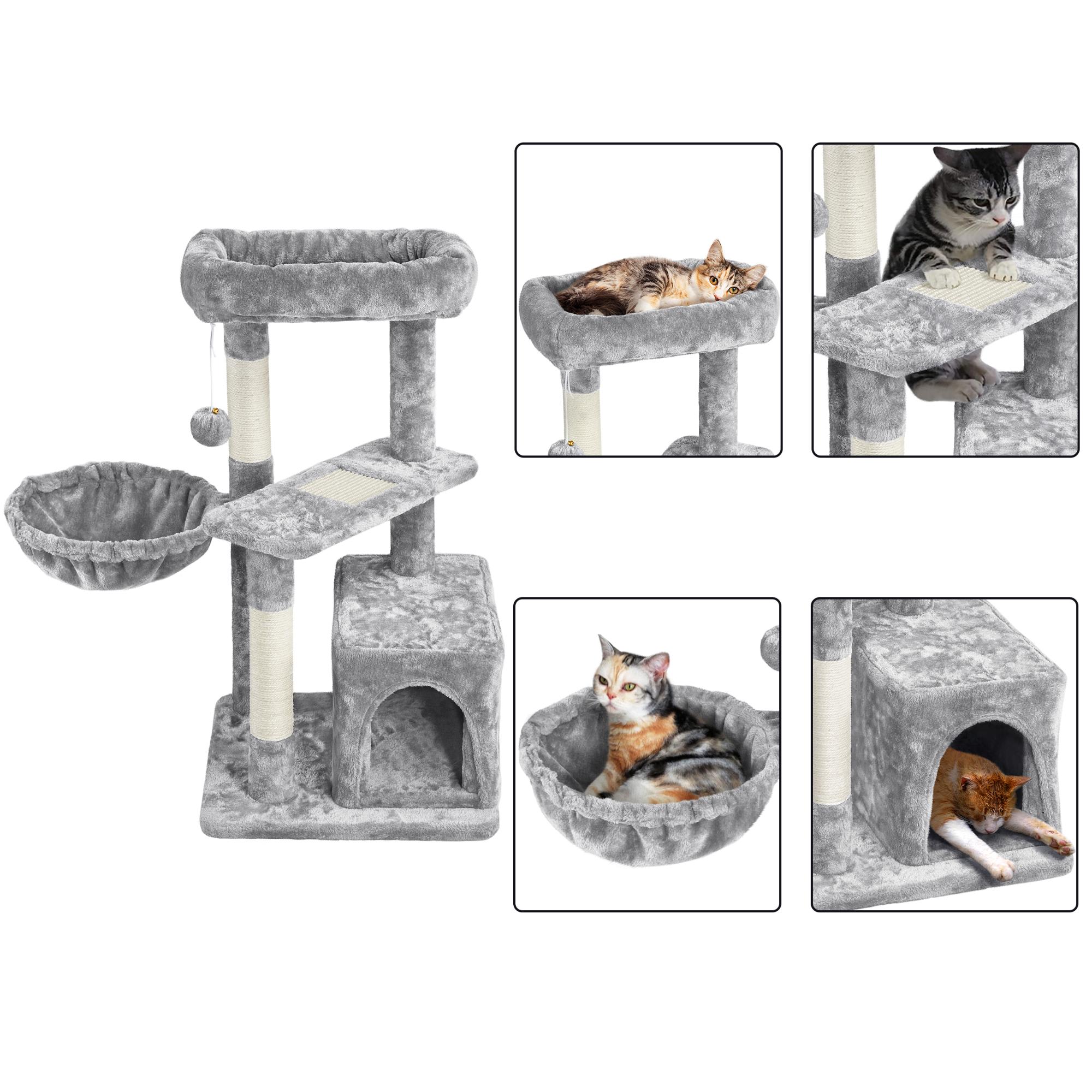 Topeakmart Light Gray Plush Cat Tree for Kittens， 33