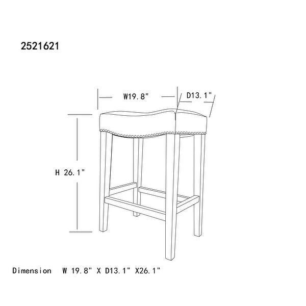 2 pcs Set Leather Barstool with Rubber Wood Leg for Dining Room Living Room