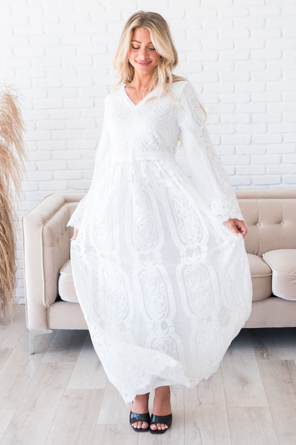 The White Modest Temple Dress