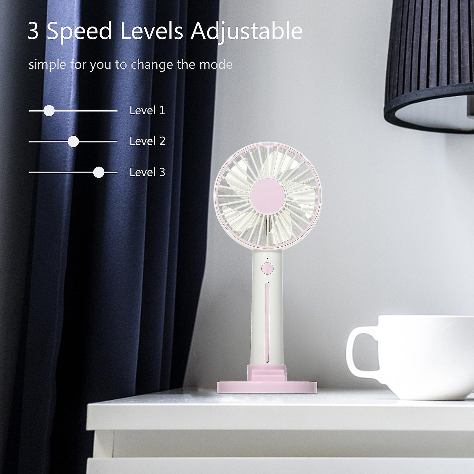 Purple Portable Fans With Base 3 Speeds Adjustable Desktop Fan Mini Usb Fan Phone Stand Pen Holder Mirror Function For Office Home Travel Kitchen Desk