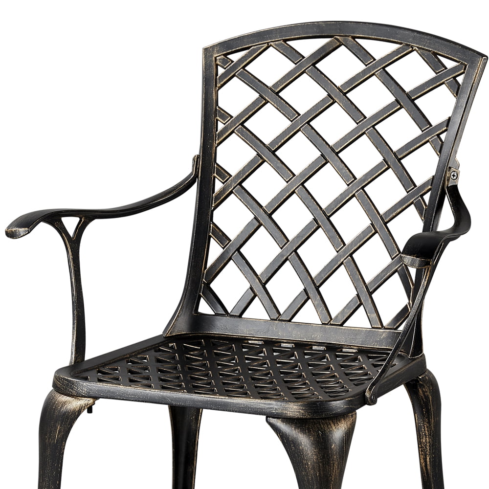 SmileMart Outdoor Dining Chair - Metal - Set of 2 - Has Arms - Bronze