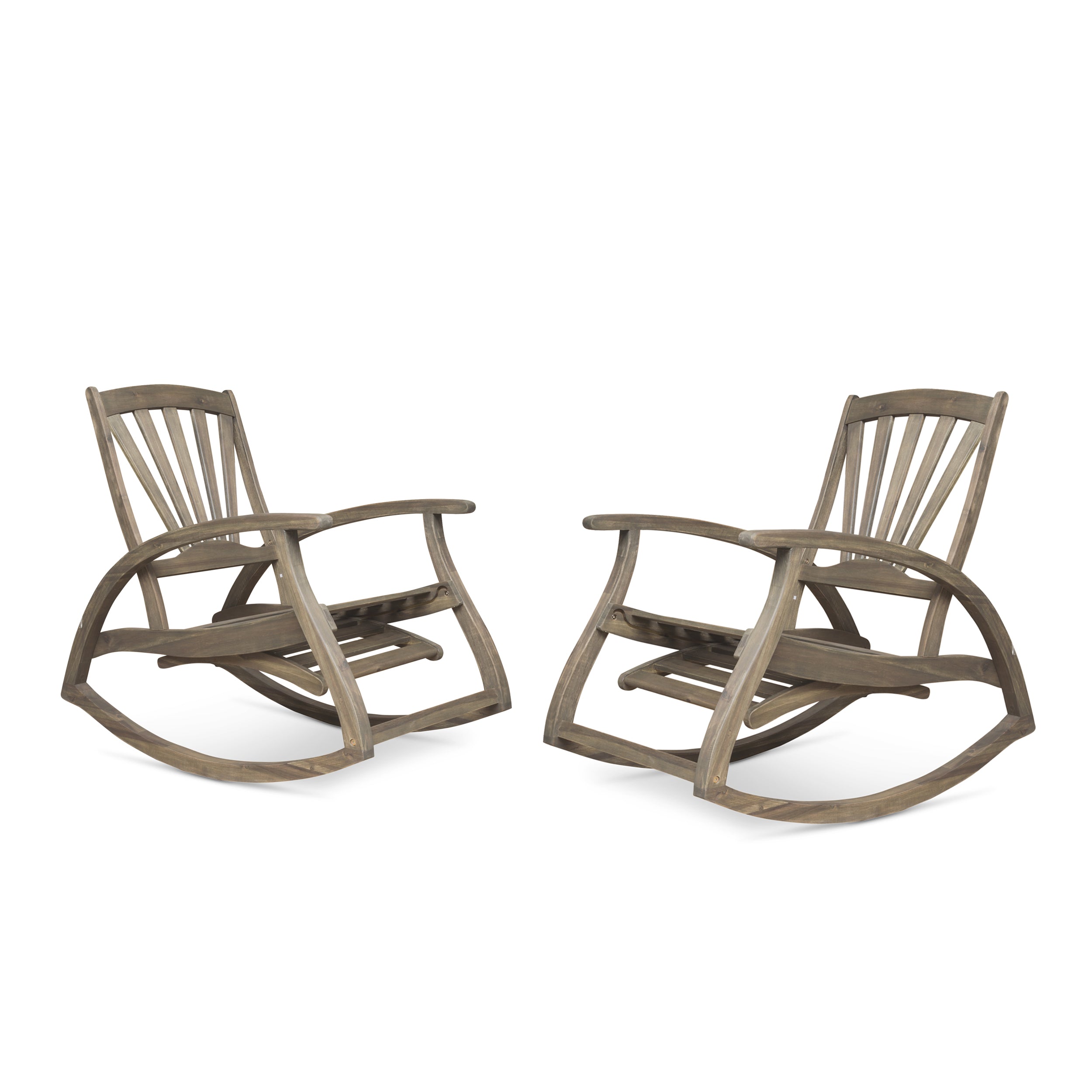 Lee Outdoor Rustic Acacia Wood Recliner Rocking Chairs (Set of 2)