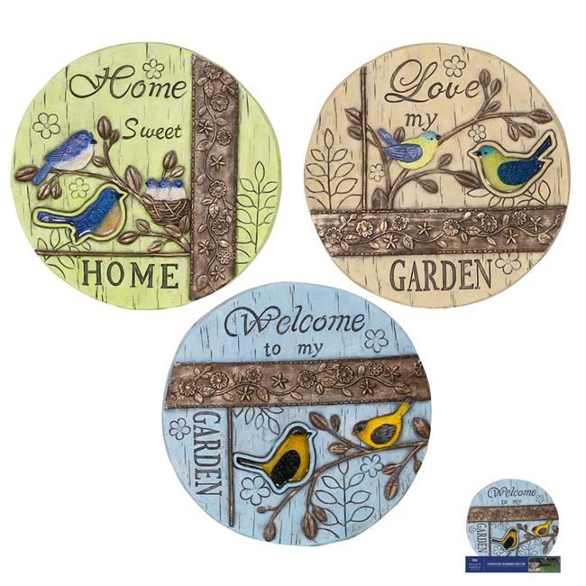 Alpine 8048444 1 in. Welcome & Love Birds Stepping Stone& Multi Color - Pack of 6