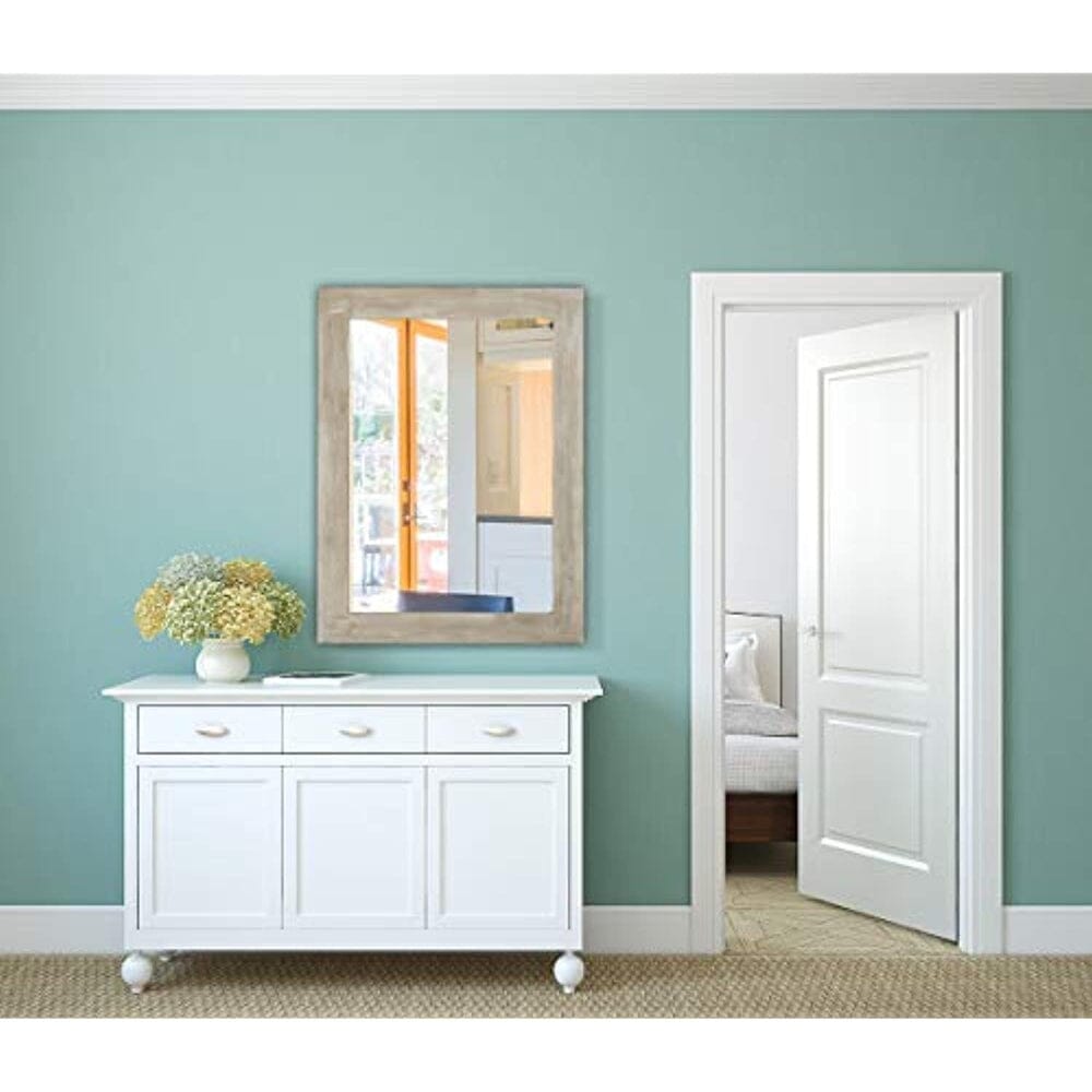 White Washed Wood Framed Mirror 30