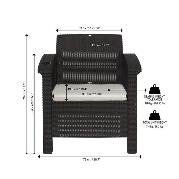 MQ FERRARA 3Piece Espresso Patio Conversation Set