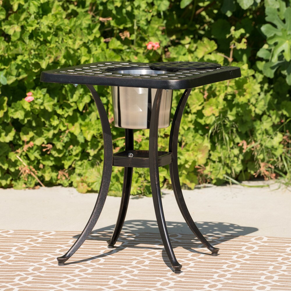 Austin Outdoor 3 piece Cast Aluminum Square Bistro Set by Christopher Knight Home