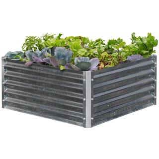 EarthMark Alto Series 40 in. x 40 in. x 17 in. Square Galvanized Metal Raised Garden Bed MGB-H043