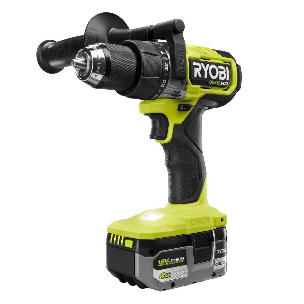 RYOBI ONE+ HP 18V Brushless Cordless 12 in. Hammer Drill Kit with (1) 4.0 Ah High Performance Battery Charger and Tool Bag PBLHM101K