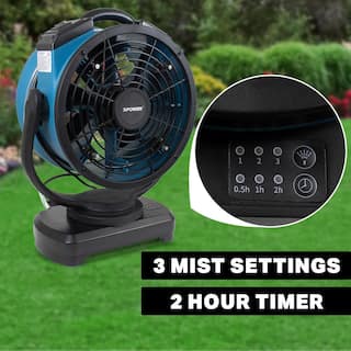 XPOWER Multipurpose Oscillating Portable 3 Speed Outdoor Cooling Misting Fan with Built-In Water Pump and Hose FM-88W