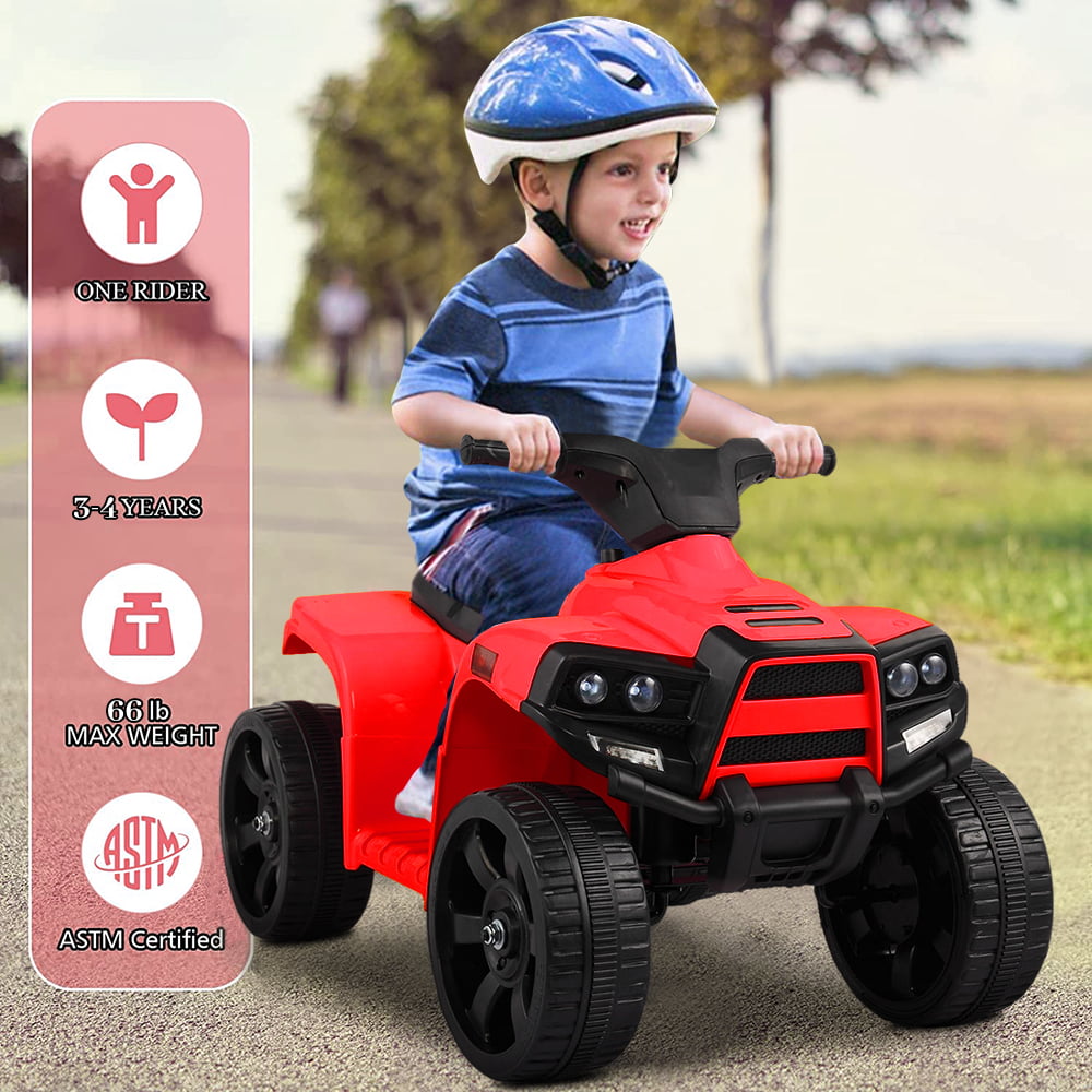 iRerts 6V Kids Ride on Toys, Battery Powered Ride on ATV Cars for Boys Girls Birthday Gifts, Kids Electric Cars for Toddlers, Kids Electric Ride on Vehicles with Headlights, Horn, Red