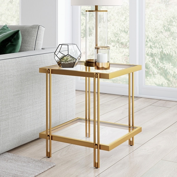 Inez Modern Metal and Glass Side Table