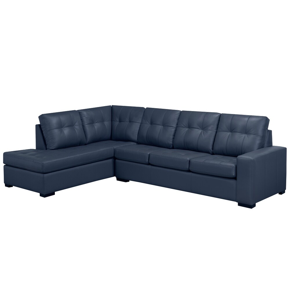 Liam Top Grain Leather Tufted Sectional Chaise Sofa