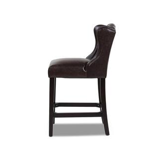 Jennifer Taylor Richmond 39.5 in.Vintage Brown Tufted Wingback Oak Wood 27 in. Counter Height Bar Stool with Faux Leather Seat 81101-MFR