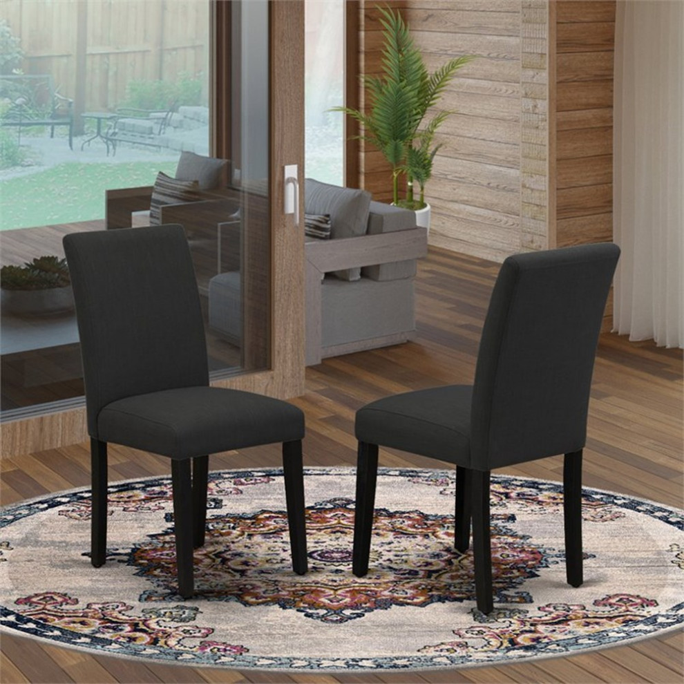 Atlin Designs 36 quotLinen Dining Chairs in Black (Set of 2)   Transitional   Dining Chairs   by Homesquare  Houzz