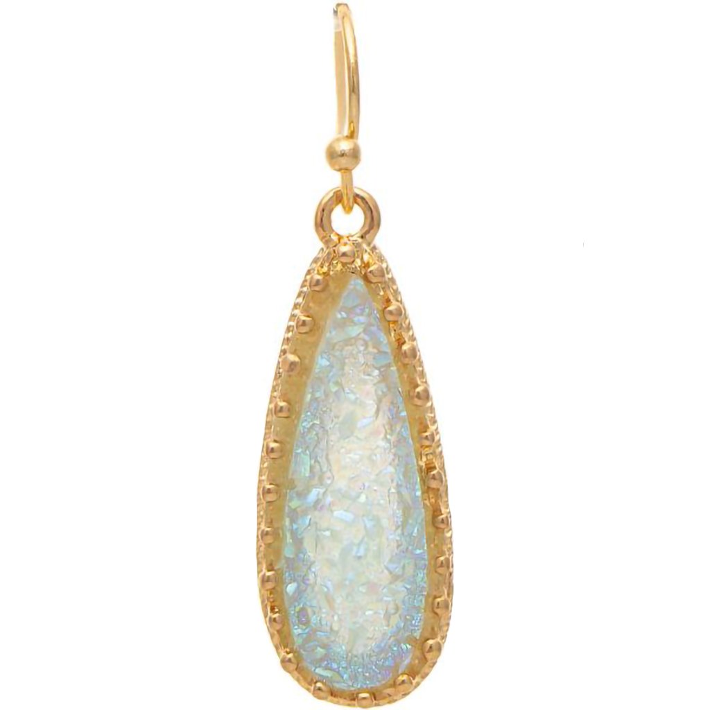 Rain   Gold Light Blue Druzy Teardrop Earring