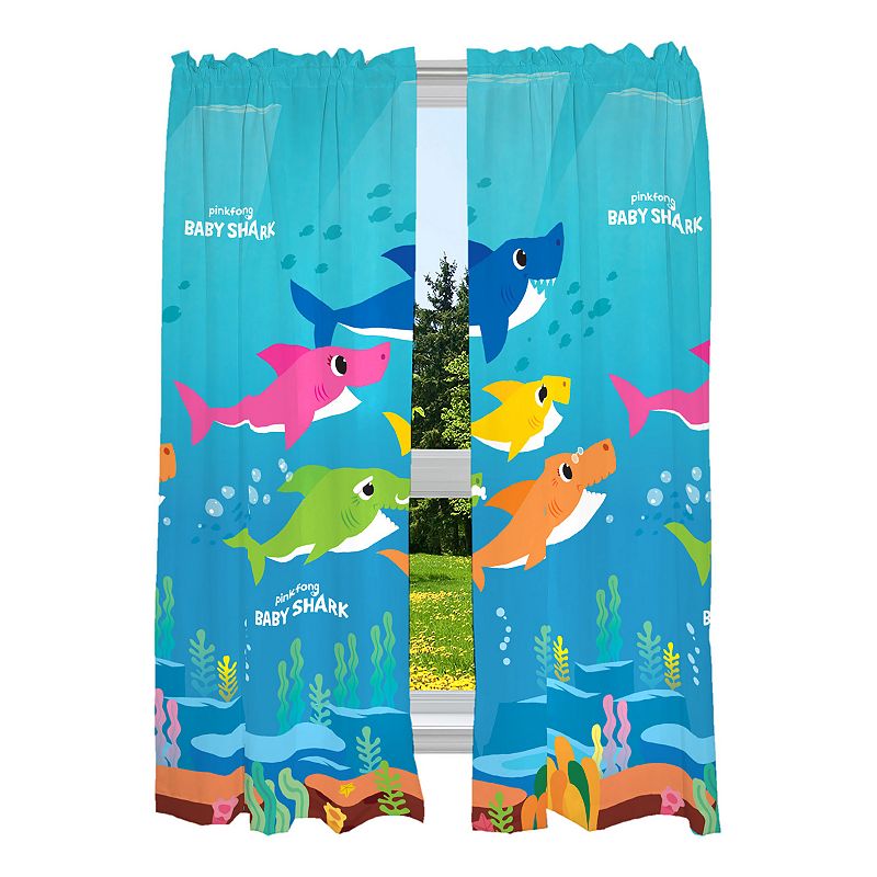 Baby Shark Cute Sharks 2-Pack Window Curtain Set