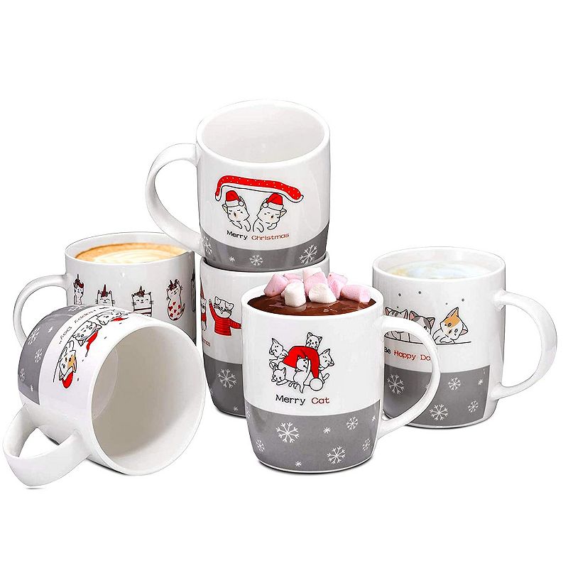 Santa Design Ceramic Coffee Mug Set Best Gifts for Women and Kids 14 Ounce Cups for Hot Chocolate and Coffee